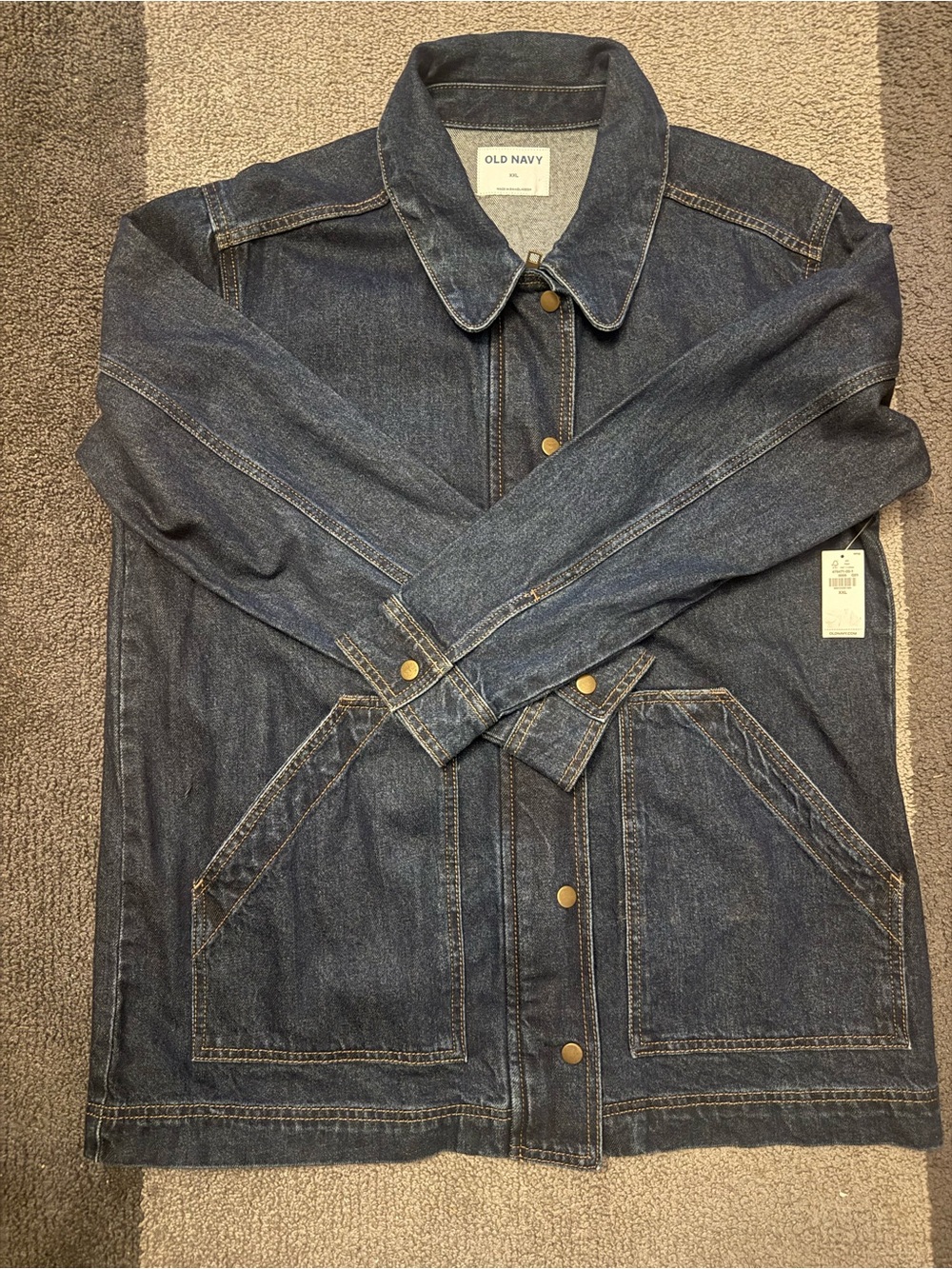 Old Navy Women Indigo Denim Jacket with Zipper & Buttons XXL fits like L